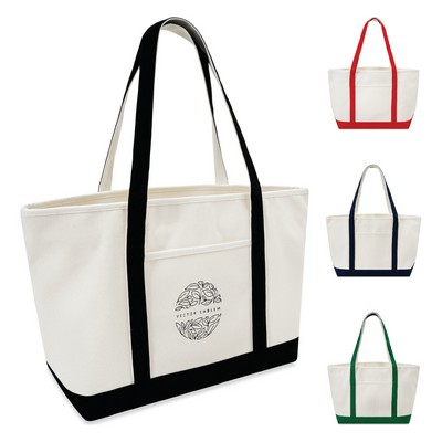 Zip-Top Tote Bag with Contrast Accents
